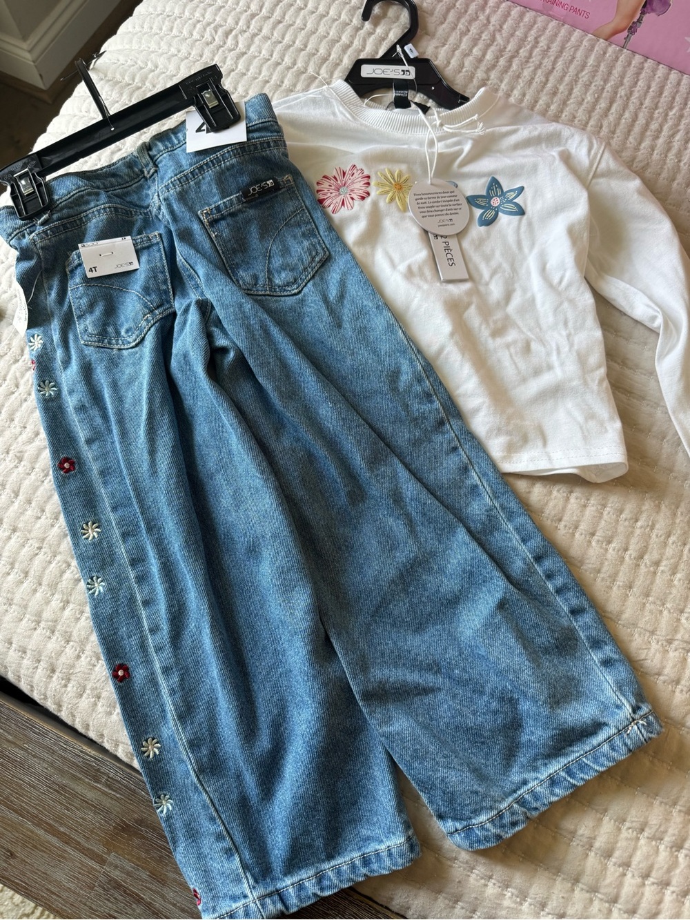 Joe's Jeans Kids Light Blue Denim Matching Set with Floral Embroidery